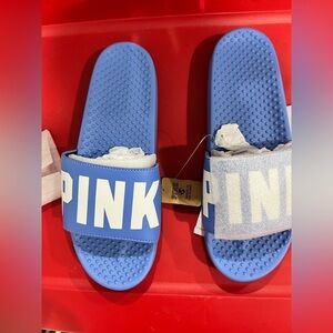 NEW NWT‎ VS Victoria secret blue slides sandals M medium 7/8